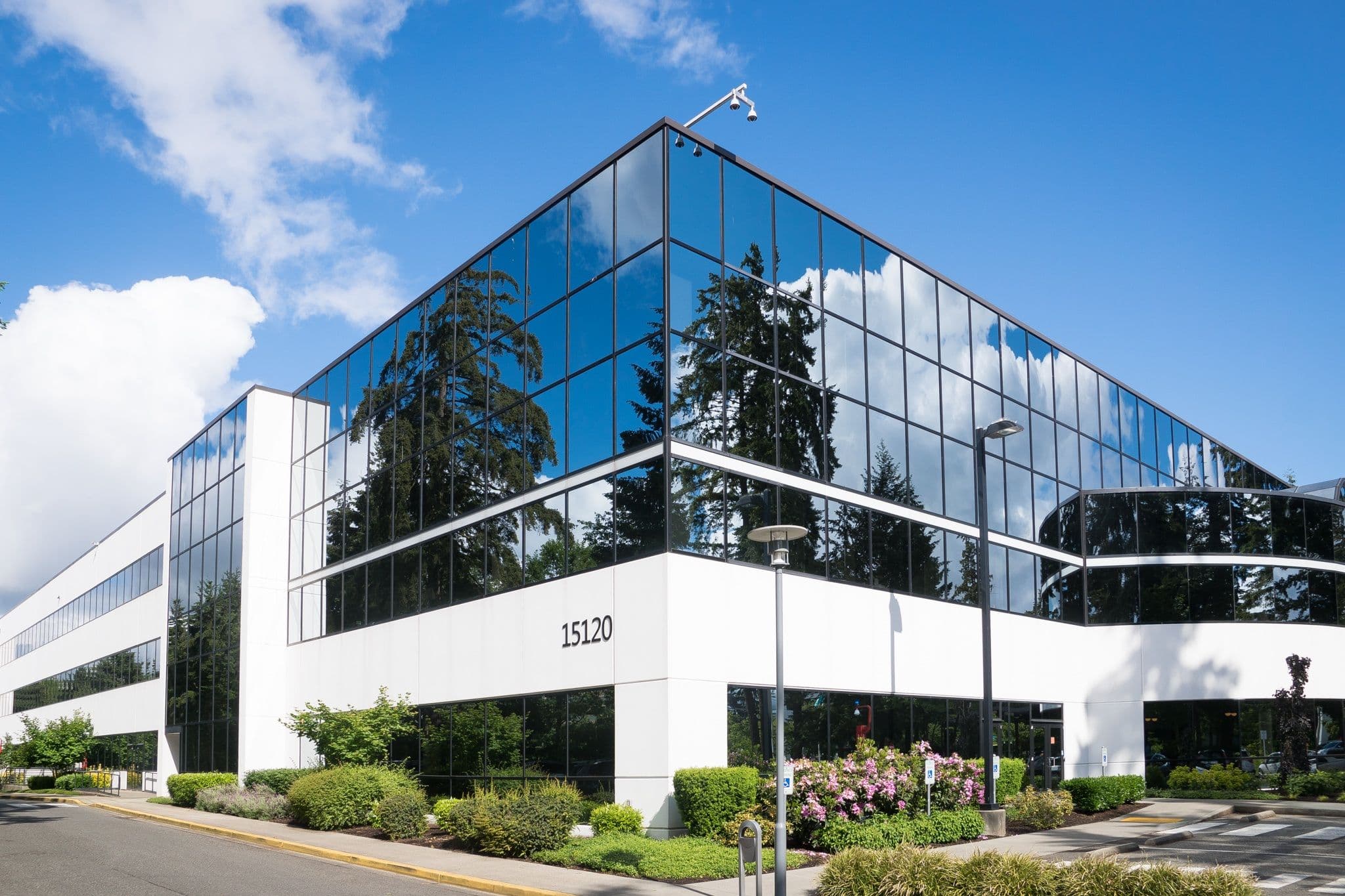 Modern commercial building representing Lancer Elevators service coverage